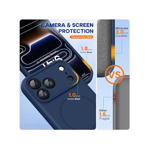 Miracase Magnetic for iPhone 17 Pro Case, Compatible with MagSafe, Integrated Silicone Camera Control Cover, 3.0mm Thicken Shockproof Drop Protection Phone Case for 17 Pro,Dark Blue