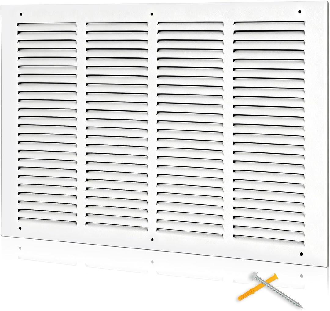 Fancat 20x12 Duct Opening | Steel Return Air Grille | Vent Cover Grill for Sidewall and Ceiling | HVAC Cold Air Intake Grille | White | Outer Dimensions: 21.75"W X 13.75", 20''Wx12''H [Duct Opening]