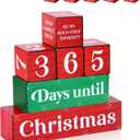 365 Days Christmas Countdown Wooden Tiered Tray Decor, Activities Decision Dice Decorations Gifts for Home, Winter Table Centerpiece for Xmas Party Kitchen Office