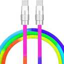 GentsStride Rainbow Chubby - Colorful Chubby Cable Gradual Durable Charger Cable USB-C to USB A Cable Nylon Braided Fast Charging Data Cord for Phone, Colorful, Type-C to Type-C, 1.64 FT