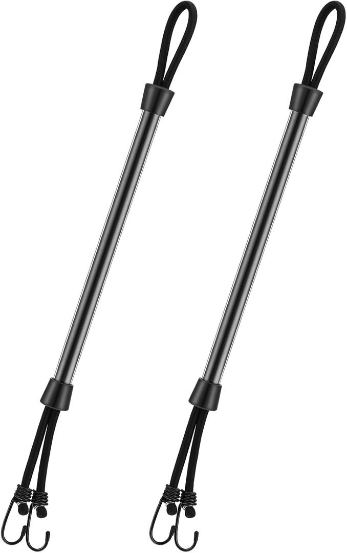 Tandefio 2 Pcs Dock Rods for Boat Docking 16 Inch Dock Boat Mooring Poles, Bungee Lines with Hook, Speedboat Accessories for Men Gifts (Black)