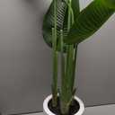 Artificial Bird of Paradise Plant 4Ft Tall Fake Tropical Palm Tree Large Fake Plants with 9 Silk Banana Leaves Faux Plant Indoor Decor Trees with White Pot for Home Bedroom Living Room Office