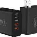 USB C Fast Wall Charger Block, 2Pack 60W USBC Charging Cubes, 5-Port PD+QC Power Adapter Multiport Brick Type C Box Plug for Phone 16/15/14/13/12/11/Pro Max/Plus, Pad Mini/Pro/S25/S24-Black