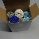 Patelai 36 Pcs Wicker Rattan Balls Decorative Balls for Vase Centerpiece Bowls Orbs Filler for Home Decor,4 Sizes(Dark Blue, Sky Blue, Gray, White)