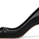 PiePieBuy Womens Pointed Toe Pumps Twist Knot Stiletto Mid Heel Faux Leather Dress Shoes
