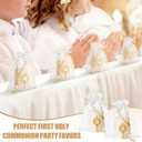 MTLEE 16 Set First Communion Candle Bulk, Catholic Baptism Party Favors for Guests, Mini Rosary White First Holy Communion Candles with Chalice Emblem Organza Bags for Christening Religiosos Gift