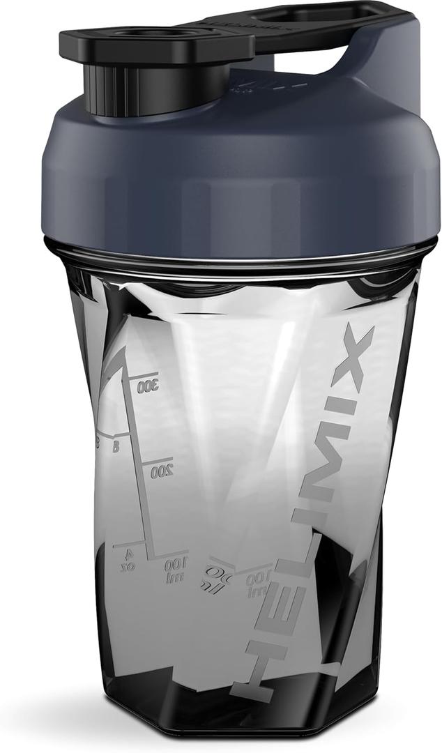 HELIMIX 1.5 Vortex Blender Shaker Bottle Holds Upto 20oz | No Blending Ball or Whisk | USA Made | Portable Pre Workout Whey Protein Drink Shaker Cup | Mixes Cocktails Smoothies Shakes | Top Rack Safe (Midnight)