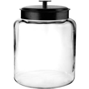 Anchor Hocking 2 Gallon Montana Glass Jar with Lid (2 piece, black metal, dishwasher safe)