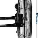 Simple Deluxe Comfort Zone Cradle Floor Fan, 12 Inch 3-Speed High Velocity, 230 Degree Adjustable Tilt, All-Metal, Carry Handle, Rubber Feet,Ideal for Home, Bedroom & Office, Black