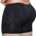 Men's Padded Shaper Shorts Hip Lift Boxer Briefs Slimming Shapewear Underwear, Detachable Pads (Medium, Black)