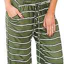 Artfish Women Casual Sleeveless Spaghetti Strap Striped Lounge Pajama Jumpsuit, Size M