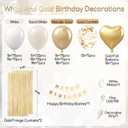 White and Gold Birthday Decorations for Women with Sand White Metallic Gold Confetti Foil Balloons Fringe Curtain Bannner for Golden Birthday Party Decorations for Women