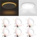 6 Pack 6 Inch LED Recessed Lighting with Night Light, Dimmable Can Lights with Baffle Trim, 9W=85W, Warm White 3000K, 700LM Retrofit Downlight, CRI 90, Damp Rated, IC Rated, ETL & FCC