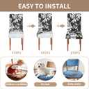 Stretch Dining Chair Covers Set of 6,Floral Print Chair Covers,Soft Removable Washable,Pet Friendly Furniture Protector,Universal Chair Slipcovers for Home, Kitchen,Ceremony Dining Room Seat (Black Base White Rose)