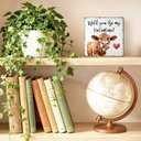 2 x Will You Be My Valentine Wood Block Plaque Box Sign for Home Living Room Coffee House Bar Shelf Table Office Decoration, Valentines Day Anniversary Decor Gifts for Girlfriend Boyfriend Couple