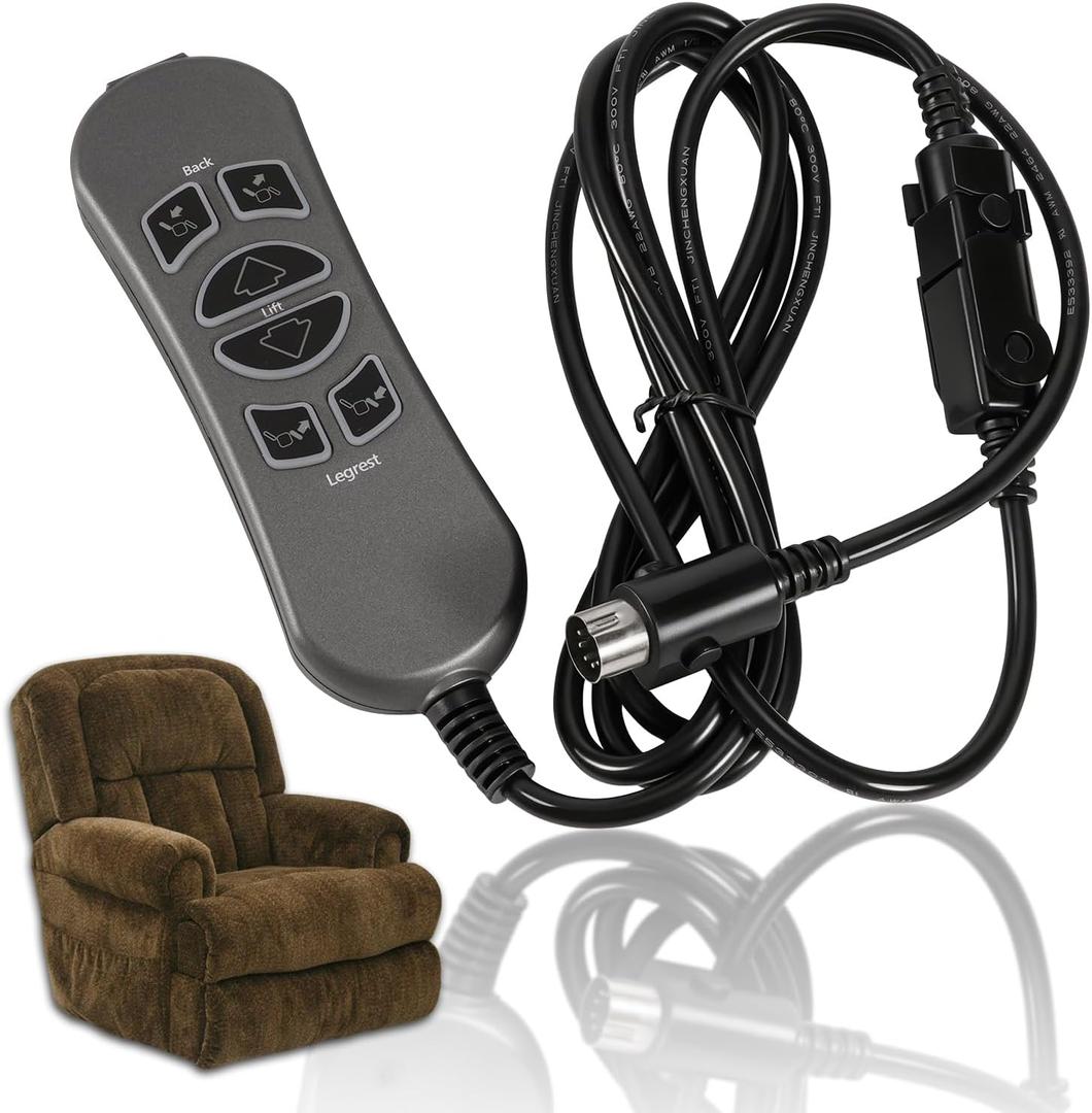 MLSK89-A2 6 Button 5 Pin Prong Remote Controller w/USB & Backlit Compatible with Catnapper Lift Chair, Electric Recliner and Sectionals, Hand Control Handset (Black) for Power Recliner