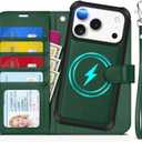 TUCCH Compatible with iPhone 17 Pro (6.3") Detachable Wallet Case with 4 Card Holder, Wireless Charging PU Leather Flip Folio with RFID Blocking Stand Wrist Strap Shockproof Phone Cover, Evergreen