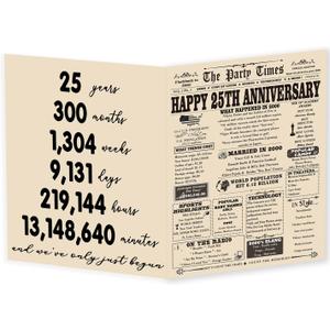 2 x YiKaLus Large 25th Anniversary Card for Couples, Retro 25 Years Wedding Aday Gift Ideas for Him Her, Unique Silver Aday Gifts for Husband Wife (YK-378)