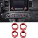 Aunginsy Center Console Air Conditioner Volume Knob Button Circle Cover Compatible with Nissan Frontier 2022-2025 Car 4Pcs A/C Switch Button Knob Trim Ring Radio Volume Knob Protection Accessories (Red)
