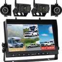 10.1" Wireless RV Backup Camera System, 2 Rear Cameras & 2 Side Cameras for Reversing/Monitoring Trailer Truck Pickup Camper, 1080P DVR Monitor, IP69K Waterproof IR Night Vision Camera, WN4