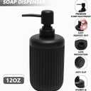 XLHOMO Resin Matte Black Bathroom Accessories Set 5 Pcs, Lotion Soap Dispenser, Toothbrush Holder, Bathroom Tumbler, Qtip Holder and Vanity Tray, Bathroom Countertop Organizer Set for Home Apartment