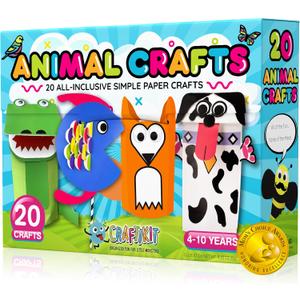 Craftikit 20 Award-Winning Animal Toddler Arts and Crafts for Kids Ages 3-10 Years, All-Inclusive Animal Craft Kits, Fun Toddler Craft Box for Girls, Boys in Preschool