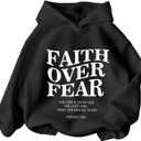 WDIRARA Girl's Letter Graphic Hoodies Long Sleeve Hooded Sweatshirts Pullover Tops (Black)