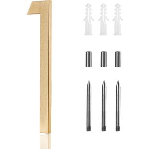 10 Inch Gold House Numbers For Outside Modern, Metal Large House Numbers gold,large Address Numbers for House Outdoor Floating Flush Mount Vertical Horizontal Aluminum Home Address Numbers 1