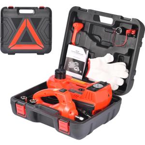 TYAYT 5 Ton Electric Hydraulic Car Jack Kit, Portable with LED Light, Compatible with Car, SUV, Truck, Lifting Range 6-17.7 Inches (Red)