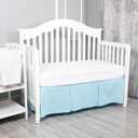 Belsden Blue Crib Skirt with Durable Woven Platform, Both Long Sides Pleated, Split Corners Dust Ruffle for Easy Placement Inside of Standard Crib Bed, 14 Inches (36cm) Length Drop, Blue