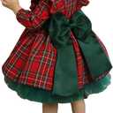 CIYCUIT Toddler Girl Christmas Dress Baby Plaid Dress with Bow Holiday Outfit (6-12 Months, A1 Red Green)