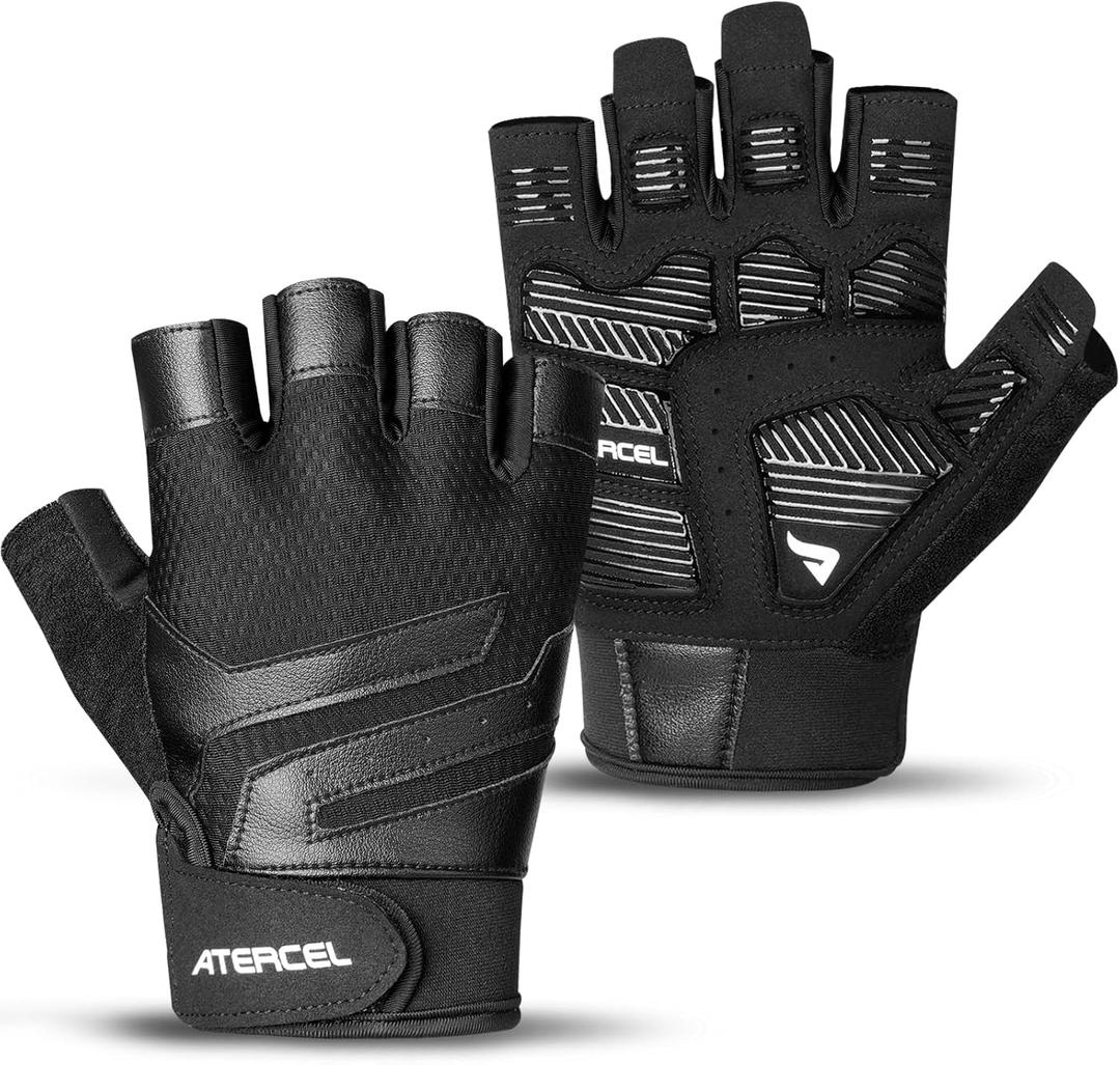 ATERCEL Gym Workout Gloves for Men and Women, Weight Lifting Gloves with Excellent Grip, Lightweight Fitness Gloves for Training, Cycling, Pull Ups, Exercise, Climbing, Rowing and Weightlifting (Small, Black)