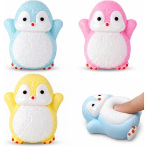 3Pcs Kawaii Penguin Squeeze Toys, Ultra Soft Slow Rising Squishy Stress Relief Sensory Toys, Cute Animal Anxiety Relief Hand Squeeze Toys, Party Favors Gifts for Adults