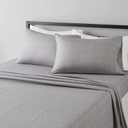 Amazon Basics Lightweight Wrinkle Free, Breathable Brushed Microfiber 4-Piece Bed Sheet Set with 14-Inch Deep Pockets, Full, Gray Arrows, Geometric