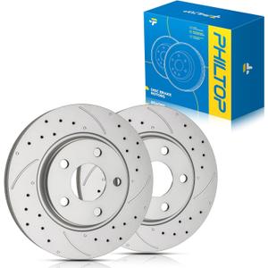 Front Drilled & Slotted Brake Rotors for Pontiac 2004-2008 Grand Prix, Buick 2005-2009 LaCrosse | Zinc Coated Anti-Rust | OE Replacement Brake Rotors Pair # 55087