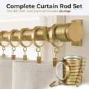 1 ¼” Heavy Duty Adjustable Curtain Rod, 14-20ft, Brushed Gold | Large Diameter Luxury Drapery Pole, Fits 168-240in Windows, Full Set Includes 24 Curtain Rings