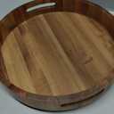 Acacia Wooden Lazy Susan for Table Top-12 Inch Wooden Lazy Susan Turntable with Double Handle-Large Acacia Wooden-Spice Organizer for Countertop, Table, Cabinet