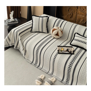 Striped Couch Cover Blankets, Boho Couch Covers, Sofa Blanket Cover for Dogs, Large Couch Covers for Loveseat Sofa, Chenille Sofas Covers Washable Sectional(1pc/Light Grey/71 x 118)