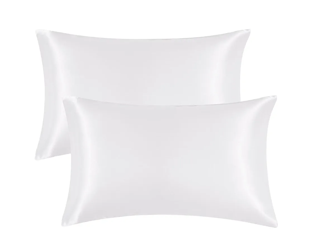 EHEYCIGA Satin Pillowcase Queen Set of 2, Soft Pillowcases for Hair and Skin Similar to Silk, White Pillow Cases 2 Pack with Envelope Closure, 20X30 Inches