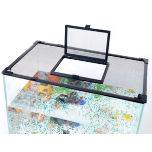 Magnetic Fish Tank Cover Net Aquarium Lid Mesh Top Hood Cut to Any Size Ventilation Transparency Anti-Jumping Aquarium Cover with Feeding Window(39"X19")
