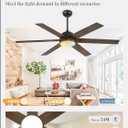 58 Inch Ceiling Fans with Lights and Remote, Black Indoor/Outdoor Ceiling Fan with Quiet Reversible DC Motor, 6 Speeds, 3CCT, 6 Blades Large Ceiling Fan for Living Room Bedroom Patio