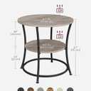 VASAGLE 21.7-Inch Round Side Table, 2-Tier End Table, Nightstand with Steel Frame, Spacious Top, for Small Spaces, Living Room, Bedroom, Heather Greige and Ink Black ULET56BG | 2 Storage Shelves, Living Room, Bedroom, Nightstand, Small Spaces, Accent Coffee Table