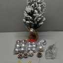 Tabletop Christmas Tree with Lights 22 Inch Mini Artificial White Christmas Tree with 30 LED String Lights, Star Tree, Tabletop Small Xmas Tree for Holiday Indoor DIY Christmas Decor