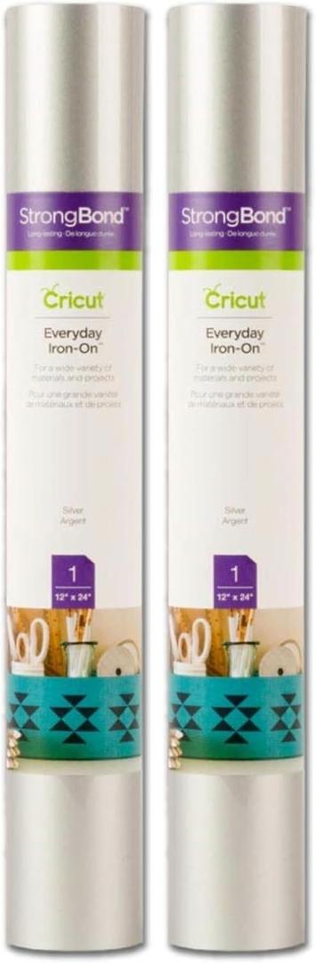 Cricut Everyday Iron On - Silver, 3-Pack of 2ft Rolls (12"x24"), 6ft Total - HTV Heat Transfer Vinyl for Shirts, Apparel, Hats & More - Compatible with Maker & Explore Machines