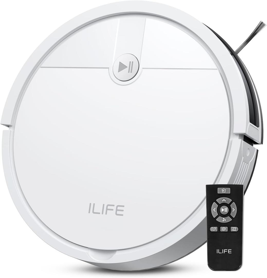 ILIFE V2 Robot Vacuum Cleaner, Tangle-Free Suction, 120 Mins Runtime, Slim, Self-Charging Robotic Vacuum Cleaner, Ideal for Pet Hair and Hard Floors