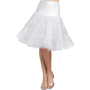 Women's 50s Vintage Rockabilly Petticoat Crinoline Tutu Underskirt 27" Length Net Tulle Petticoat Half Slip (FBA), White, Large