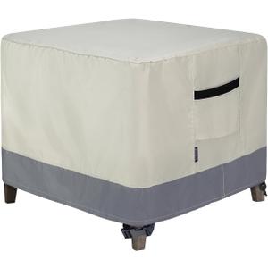 Patio Ottoman Cover, Waterproof Outdoor Square Furniture Cover for Side & End Table 25L x 25W x 17H inch (Beige)