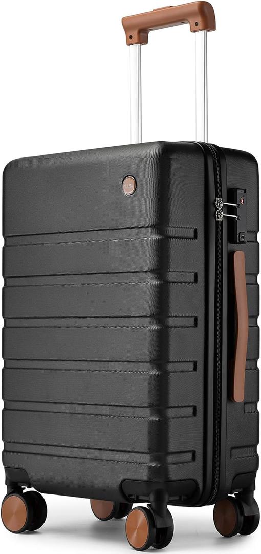 Carry on Luggage Suitcase, 22x14x9 Airline Approved 20 Inch Hardside Carry-on Luggage with Spinner Wheels, Hard Shell Luggage with TSA Lock, Hard Case Small Travel Suitcase (Black, 20-Inch)