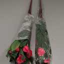 2 Branches Artificial Impatiens Flowers for Outdoors - Faux Bushes Rose Red Silk Flowers Greenery Bouquet for Patio Lawn Garden Pot Hanging Basket Porch Decoration