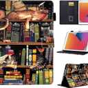 Cute Cat for iPad 10.2 9th Generation Case 9th/8th/7th Gen (10.2-inch, 2021/2020/2019), Premium PU Leather Smart Folio Stand Cover with Auto Sleep Wake&Multiple Viewing Angles, Bookshelf Cat